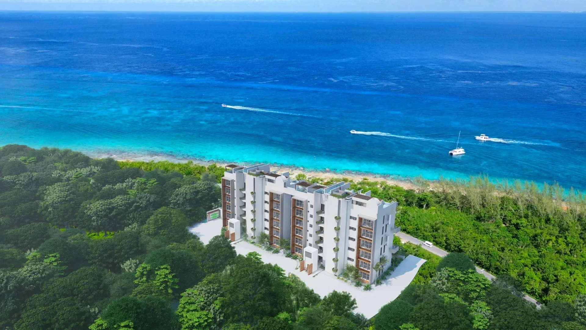 Image of Rooftop Terrace at Existence, featuring Aerial View, Oceanfront Property.