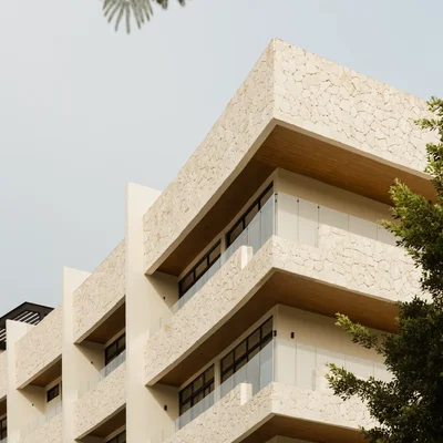 Image of Rooftop Terrace at Distrito Norte, featuring Modern Architecture, Stone Facade.