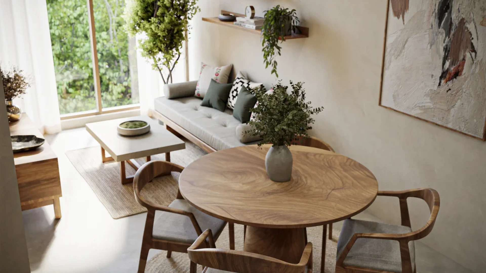 View of Living Room at Suutuk, showcasing Dining Area, Modern Design.