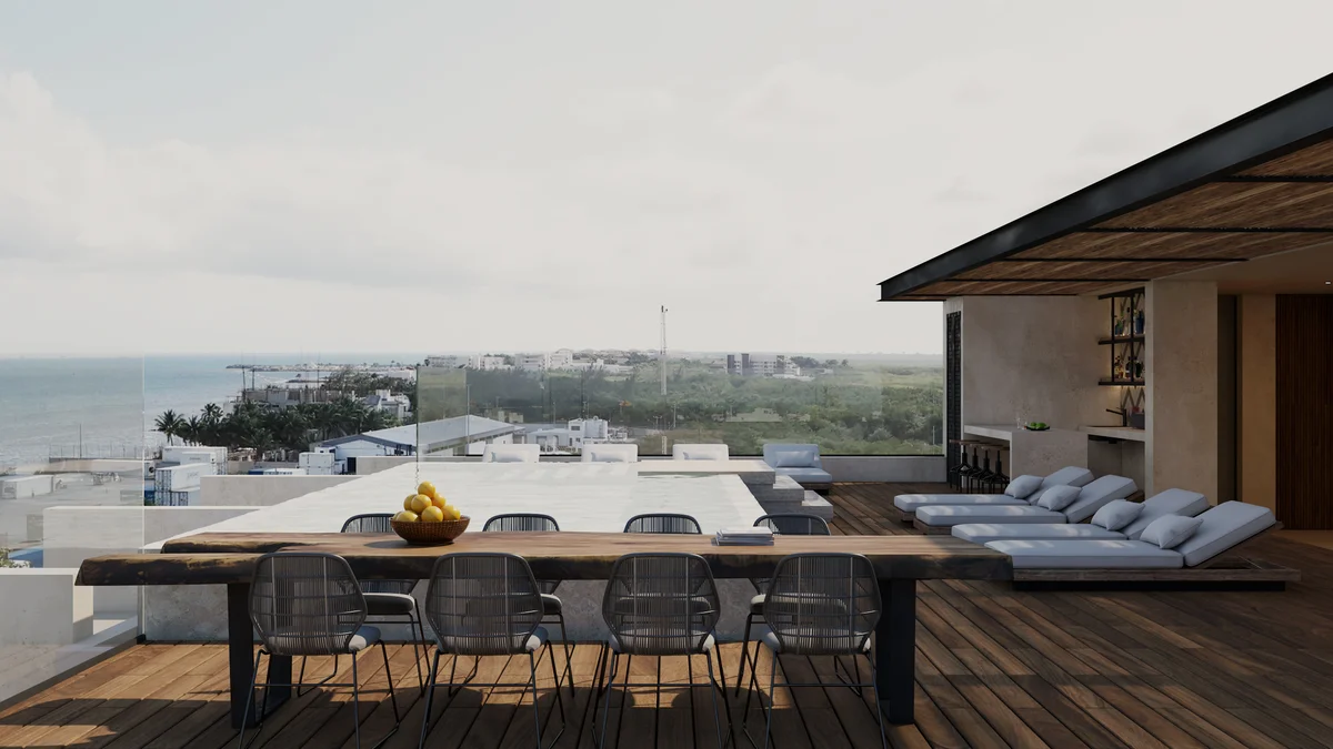 Image of Swimming Pool at Piedra de Mar, featuring Rooftop Terrace, Ocean View.