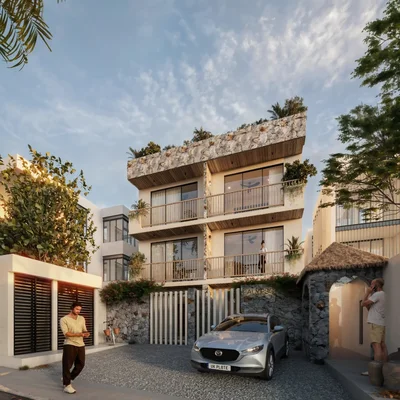 Image of Parking at Calypso, featuring Building Exterior, Modern Architecture.