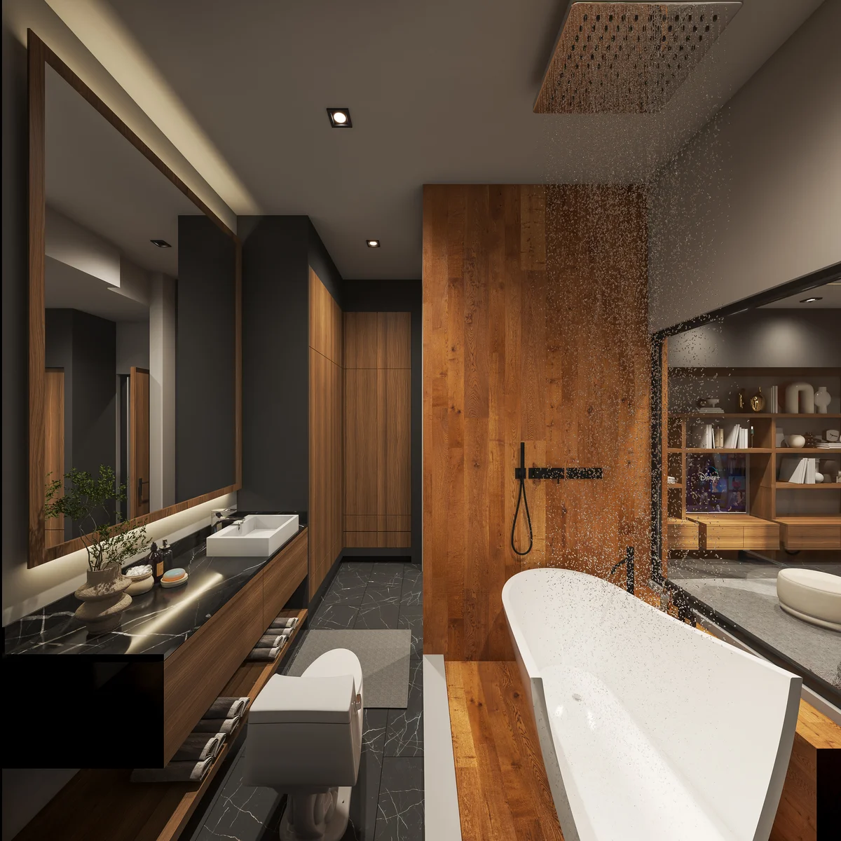 View of Modern Bathroom at Mya Diamond 64st, showcasing Luxury Bathroom, Freestanding Bathtub.