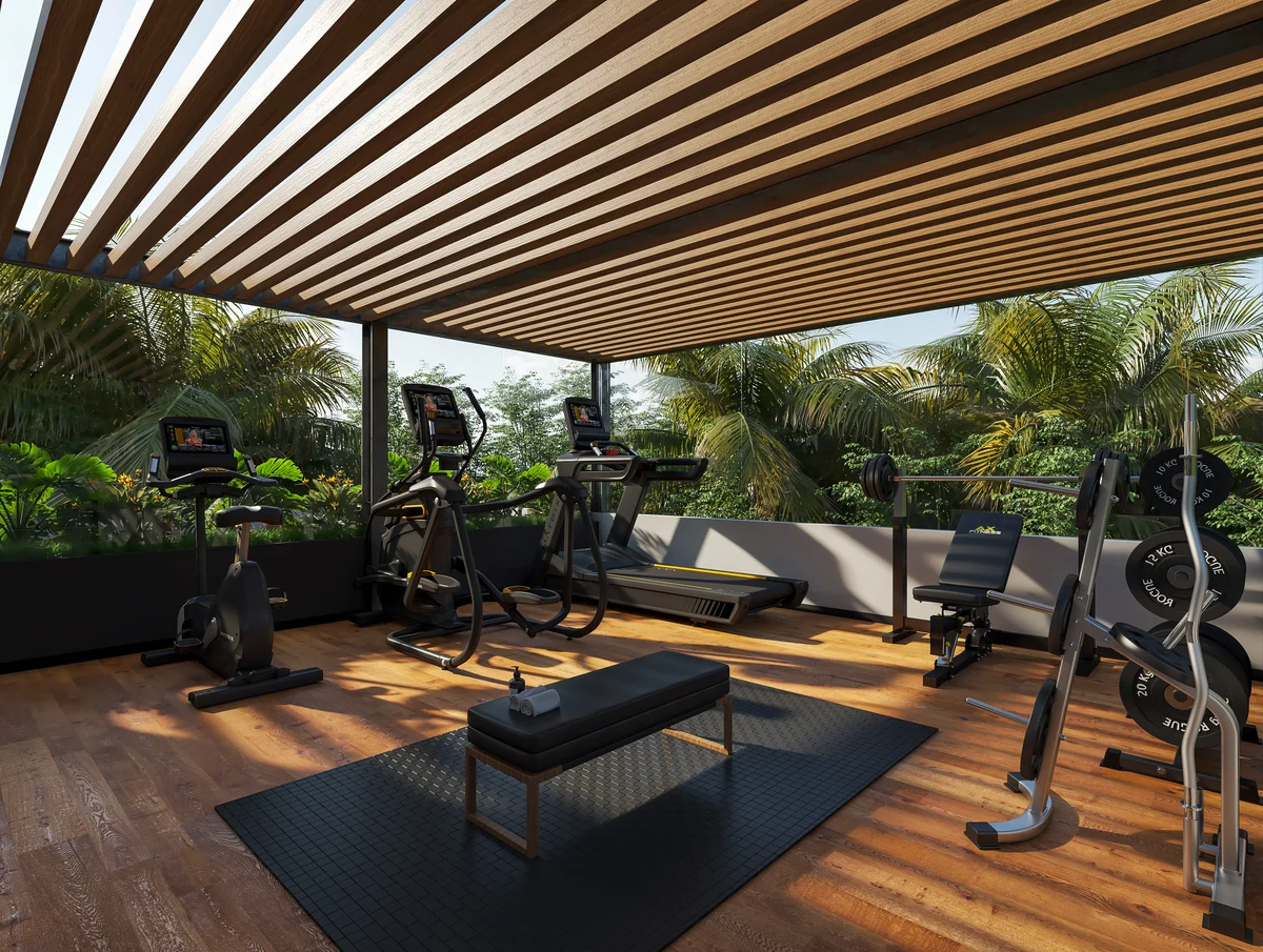 Image of Gym at Mya Diamond 64st, featuring Fitness Center, Outdoor Gym.