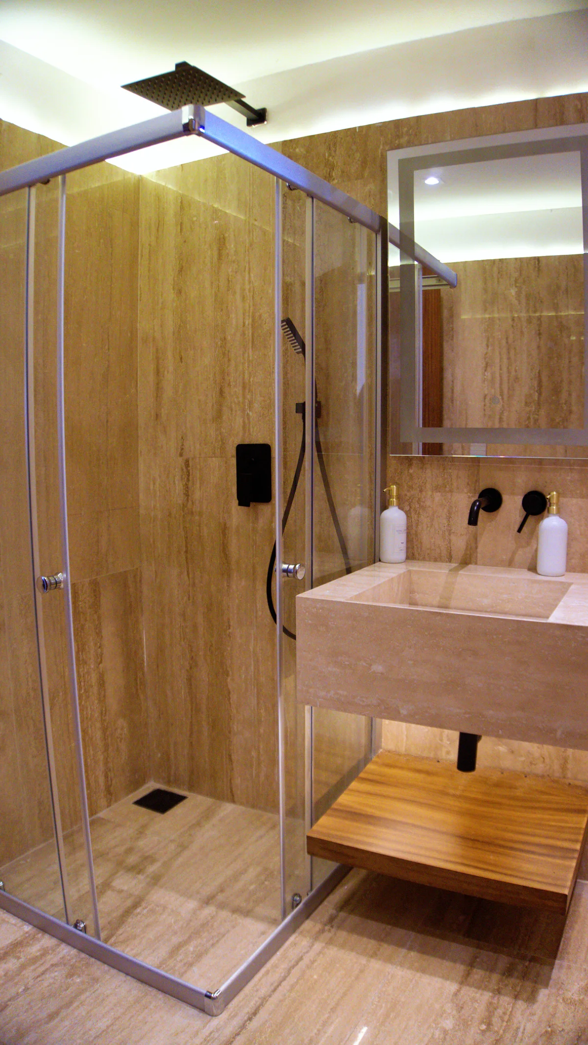 View of Modern Bathroom at Baikal, showcasing Walk-In Shower, Rain Shower Head.