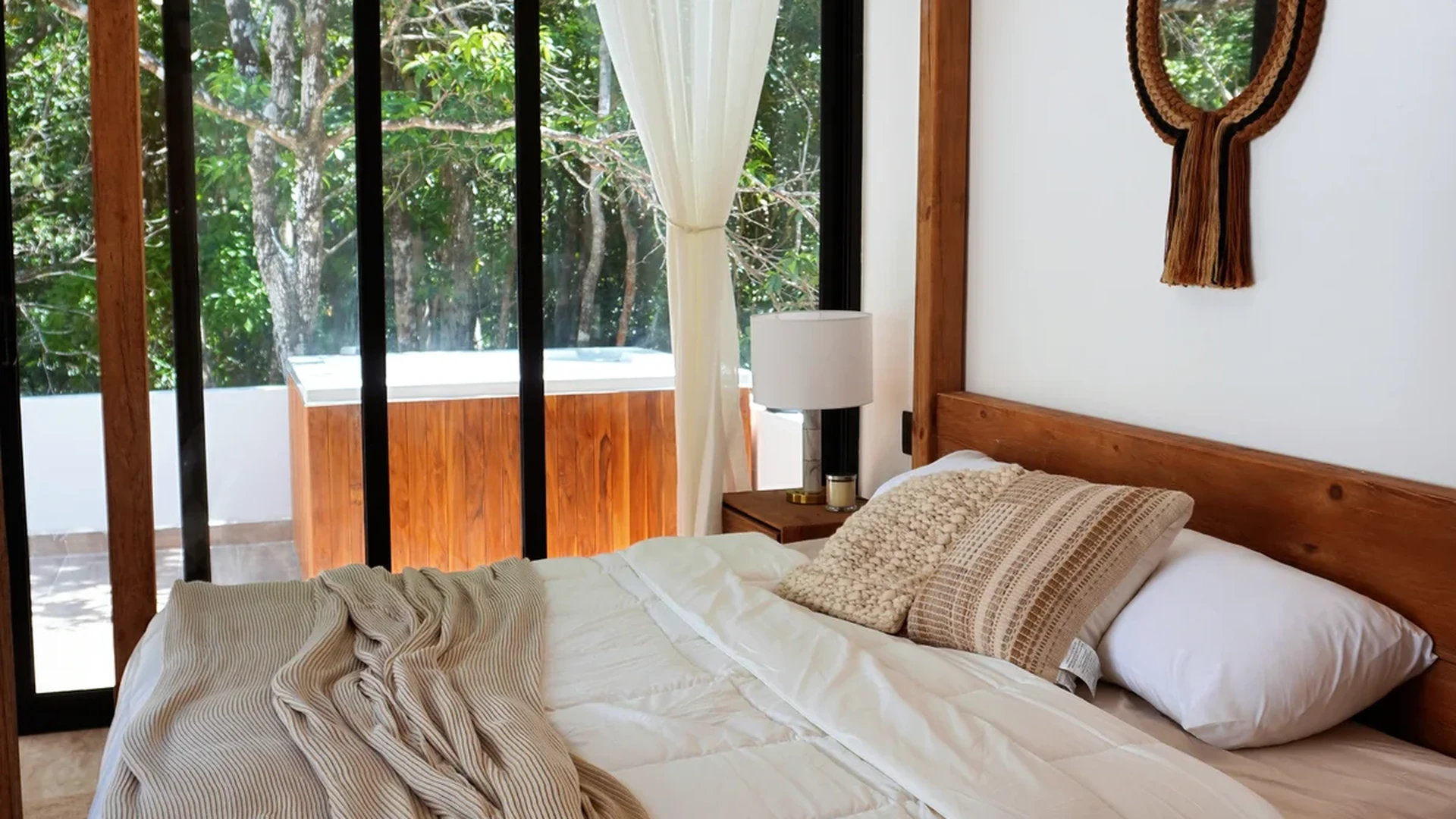 Image of Jacuzzi at Baikal, featuring Bedroom, Wooden Canopy Bed.