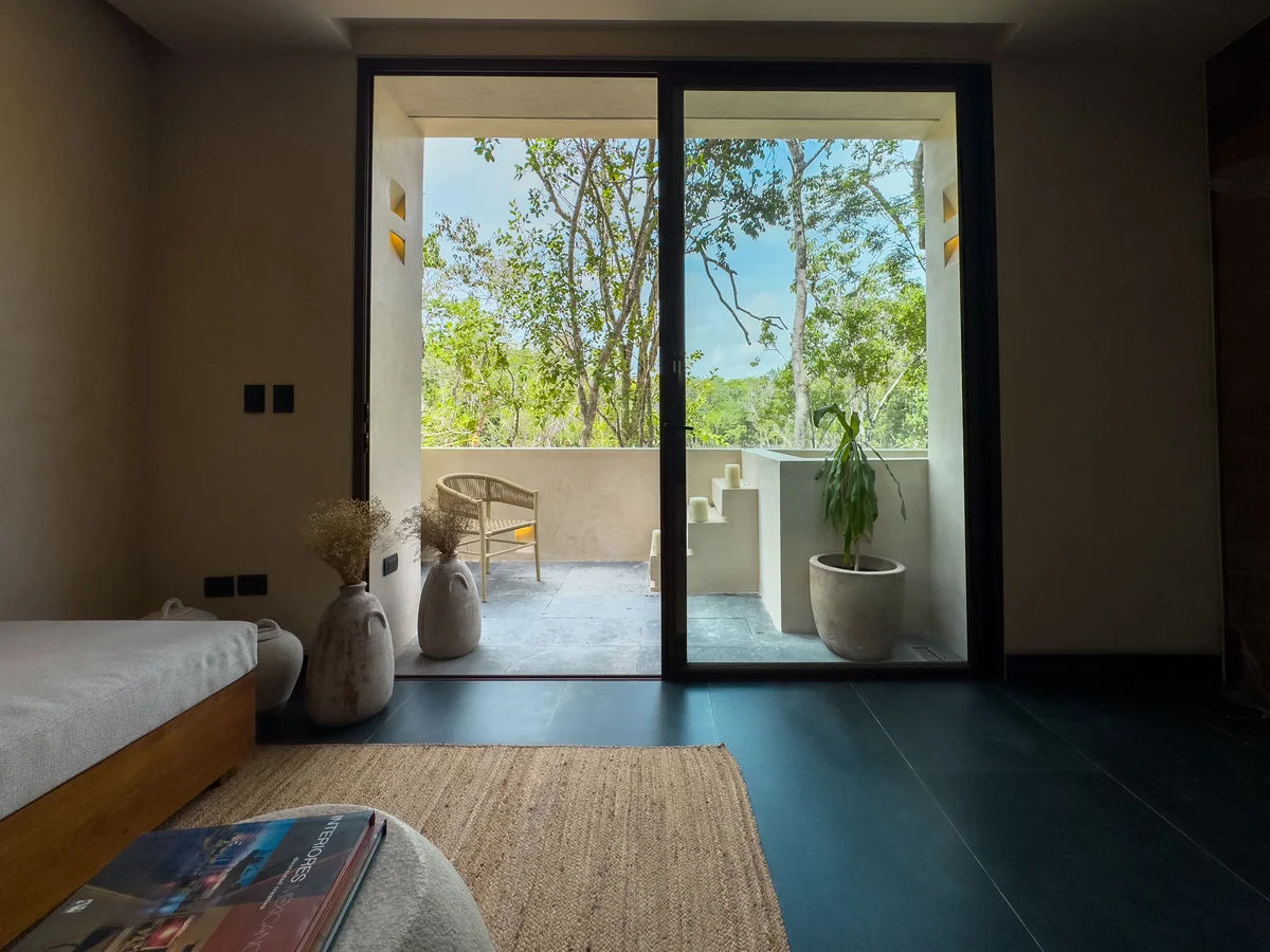 View of Private Balcony at Mestiza 15, showcasing Indoor-Outdoor Living, Nature View.