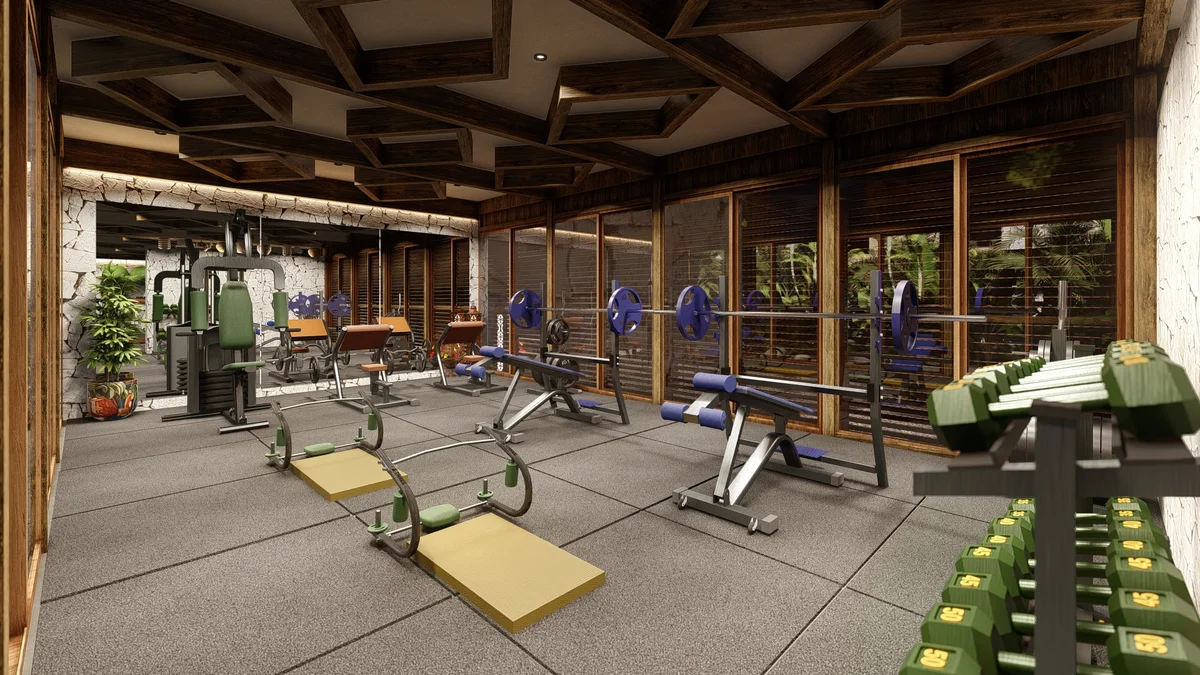 Image of Gym at Mestiza 15, featuring Fitness Center, Modern Gym.