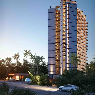 Image of Garden at View Towers, featuring Modern Architecture, High-Rise Building.