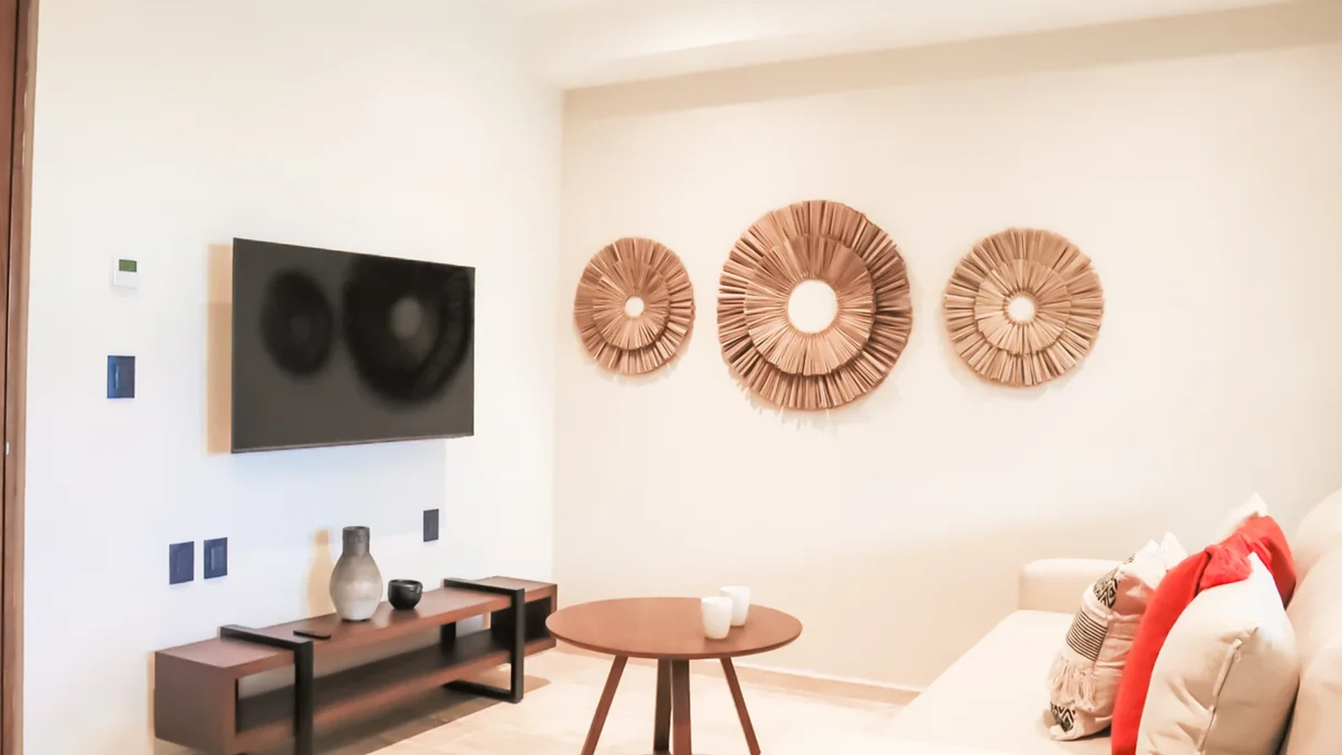View of Living Room at Tuk Hacienda, showcasing Modern Decor, Entertainment Area.