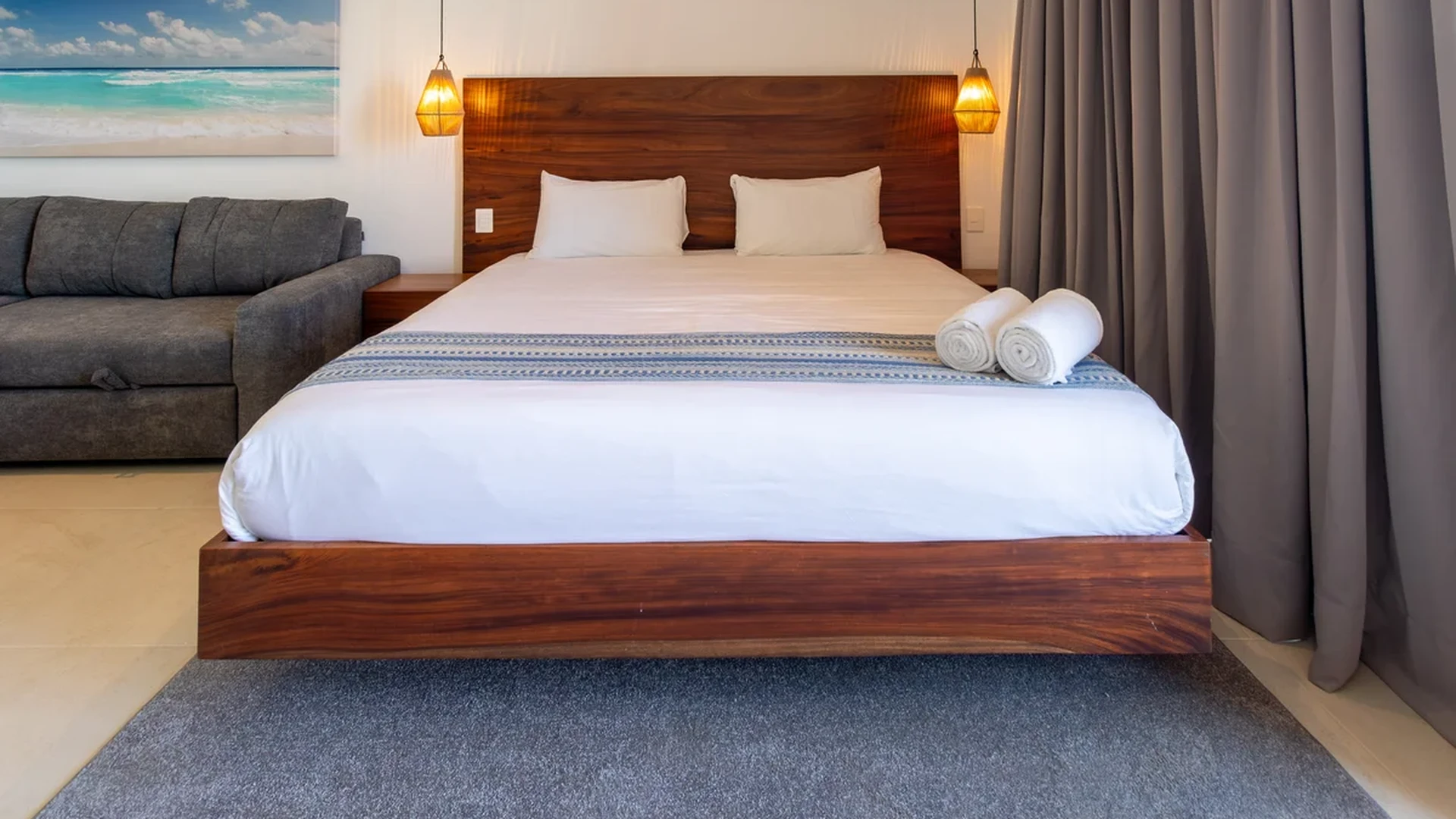 View of Master Bedroom at Nativo, showcasing Modern Bedroom, Wood Bed Frame.