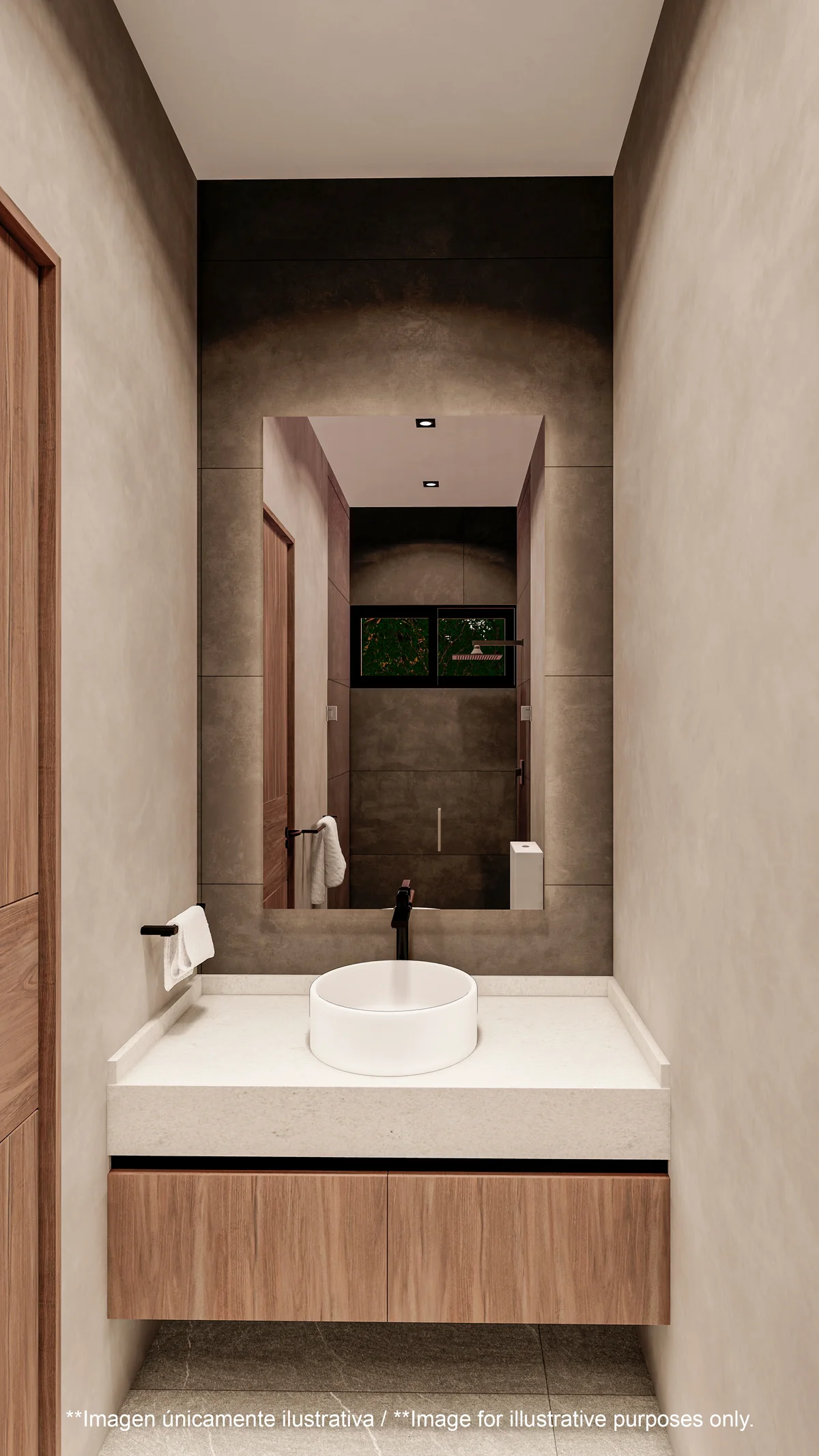 View of Modern Bathroom at Villas Aliada, showcasing Powder Room, Vessel Sink.