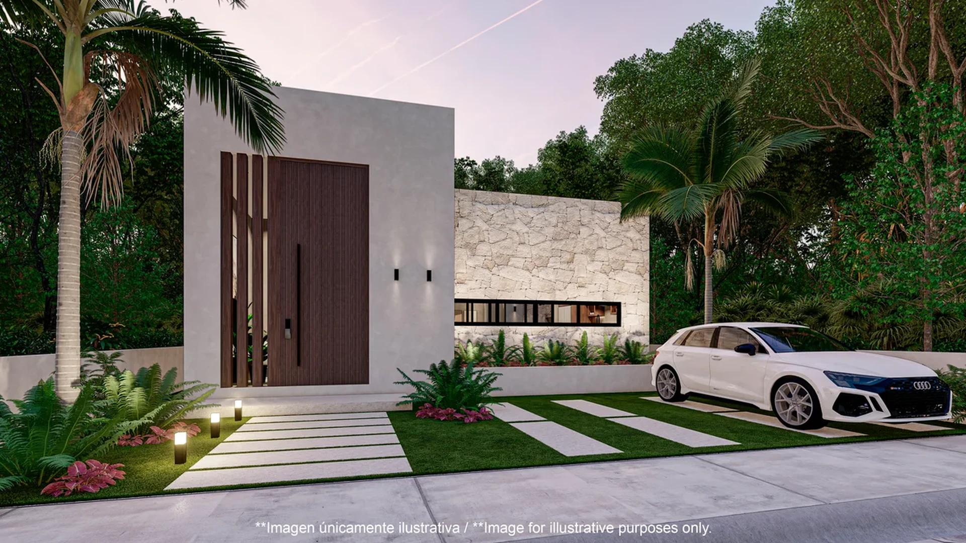 Image of Garden at Villas Aliada, featuring Modern Architecture, Luxury Villa.