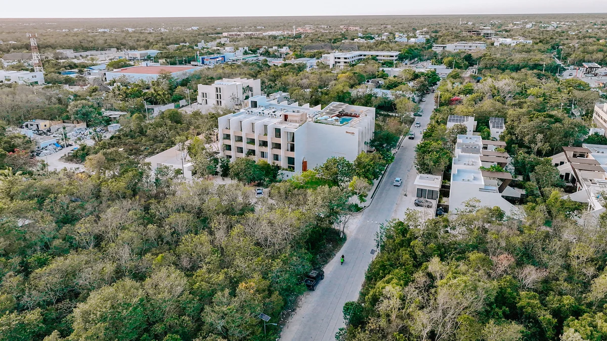 Image of Swimming Pool at Bacab, featuring Aerial View, Drone Photography.