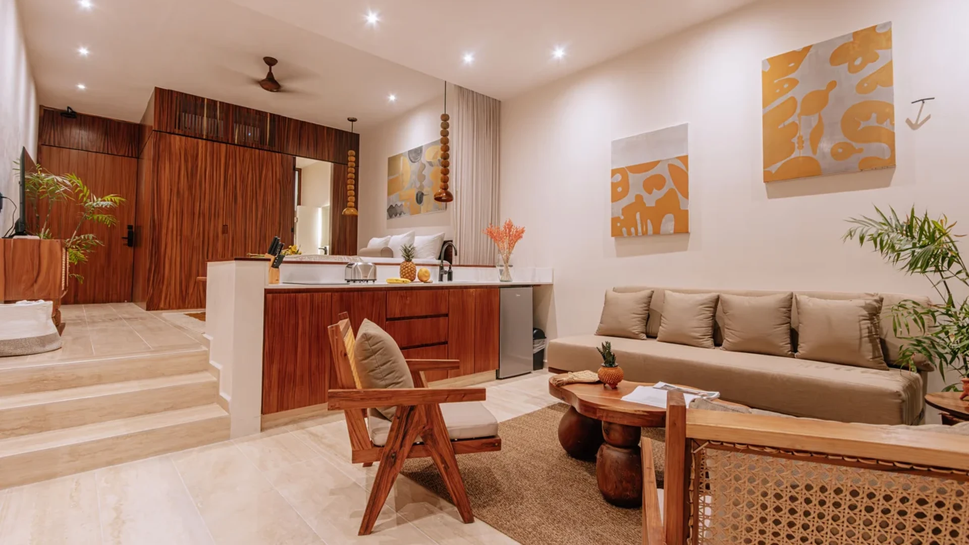 View of Studio Apartment at Bacab, showcasing Modern Interior Design, Open Concept Living.