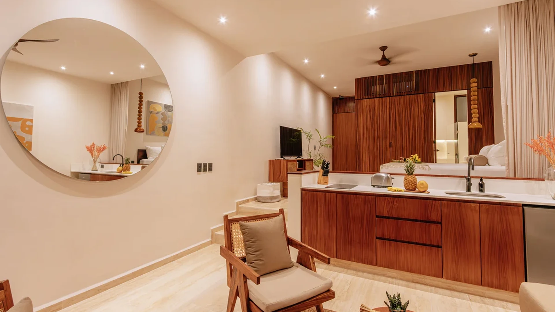 View of Studio Apartment at Bacab, showcasing Modern Interior Design, Open Concept Living.