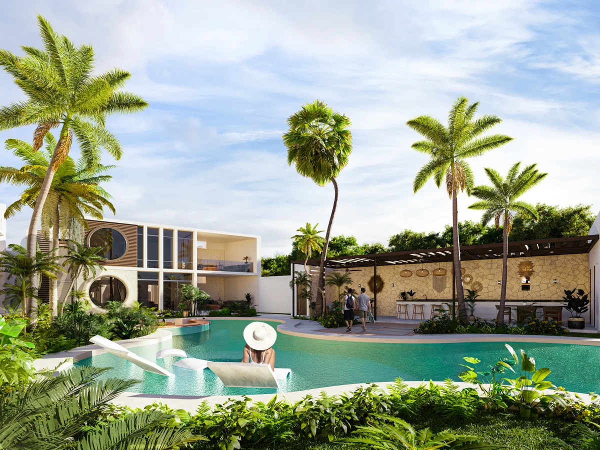 Image of Swimming Pool at Laurel, featuring Luxury Pool, Tropical Landscaping.