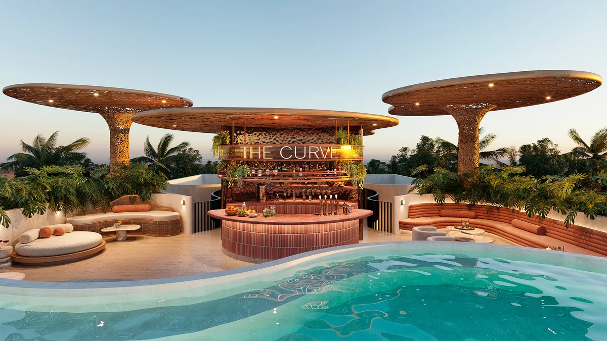 Image of Swimming Pool at The Curve, featuring Rooftop Pool, Luxury Amenity.