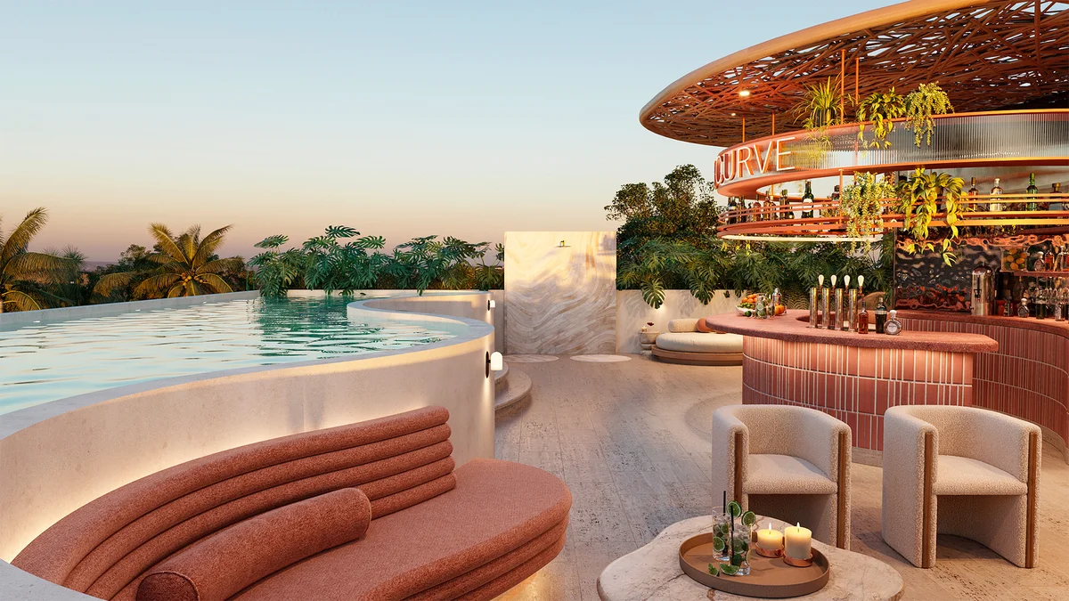 Image of Swimming Pool at The Curve, featuring Rooftop Pool, Luxury Amenity.