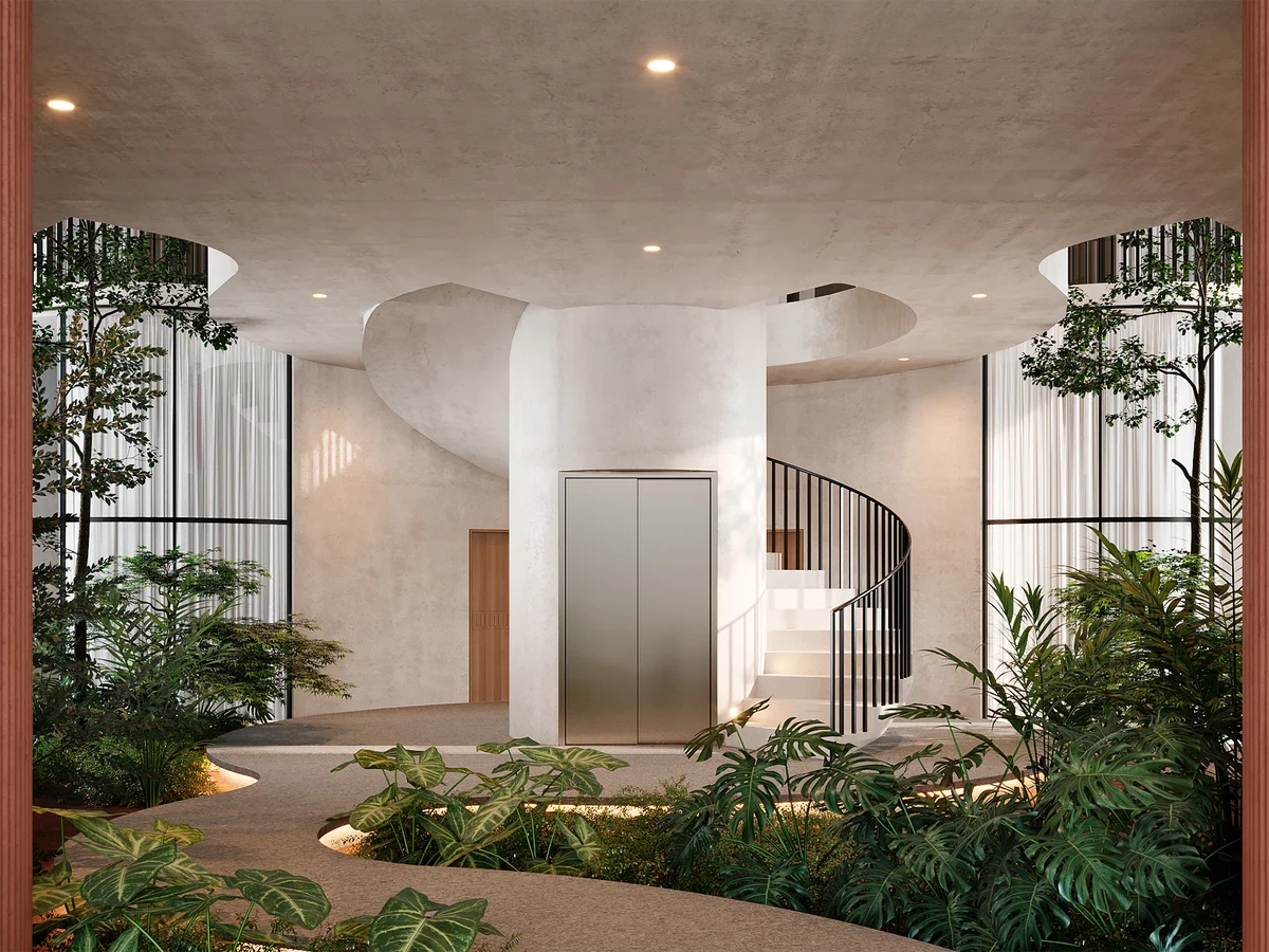 Image of Lobby at The Curve, featuring Modern Lobby, Architectural Design.