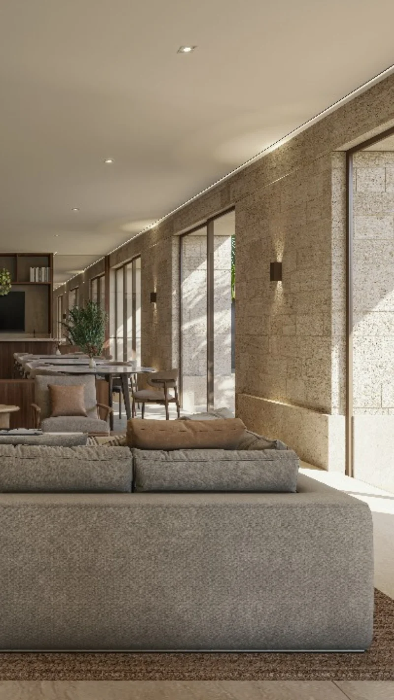 Image of Lounge at Hodela, featuring Modern Lounge, Stone Wall Interior.