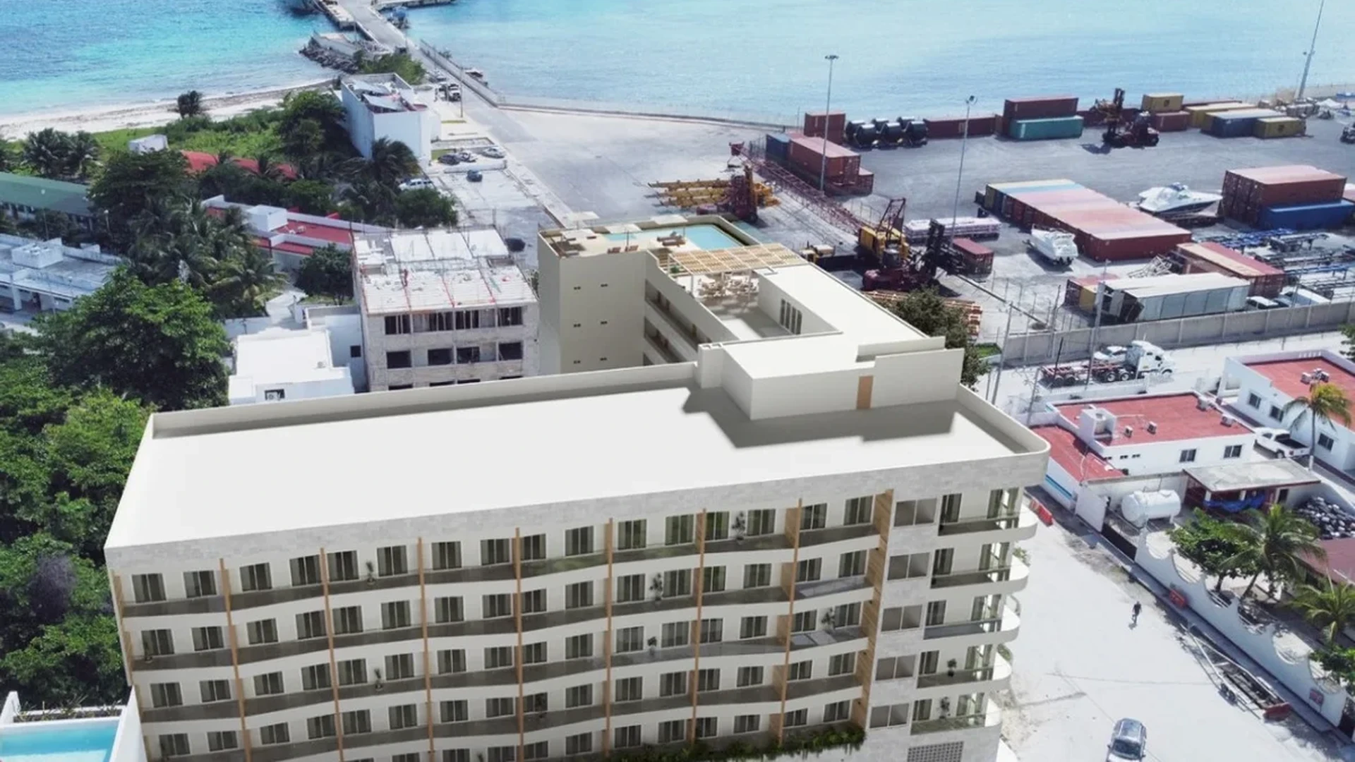 Image of Swimming Pool at Musa del Puerto, featuring Aerial View, Ocean View.