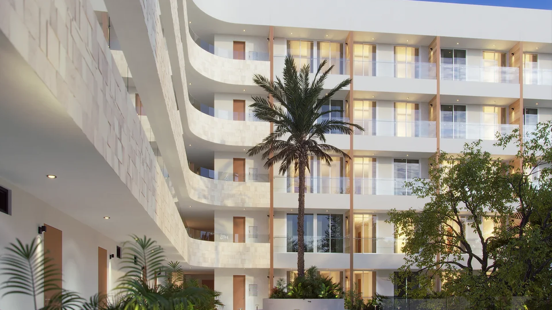 Image of Swimming Pool at Musa del Puerto, featuring Modern Architecture, Luxury Apartments.