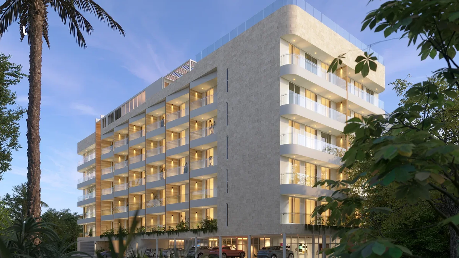 Image of Parking at Musa del Puerto, featuring Modern Architecture, Apartment Building.