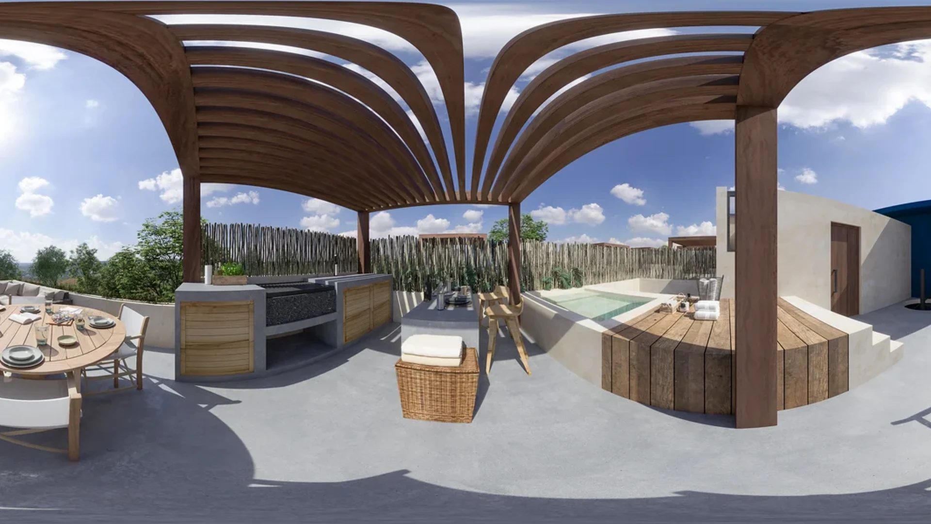 Image of Rooftop Terrace at Paam Cheel, featuring Rooftop Terrace, Outdoor Living.
