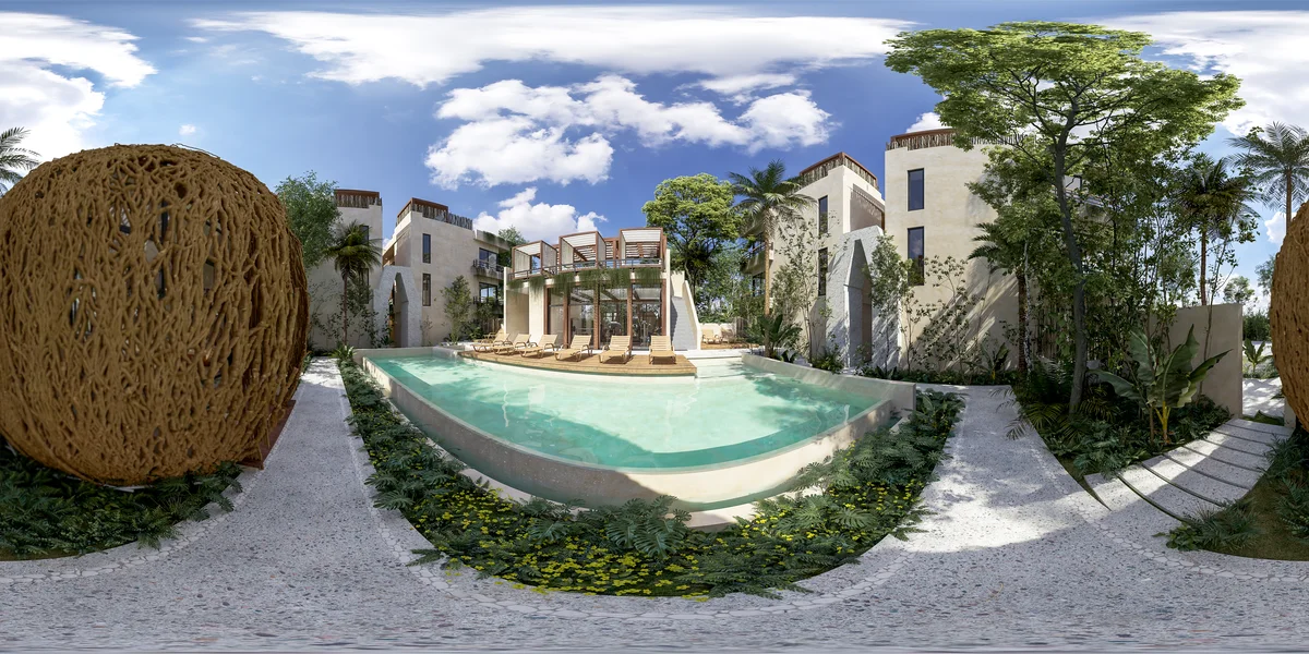 Image of Swimming Pool at Paam Cheel, featuring Swimming Pool, Lush Landscaping.