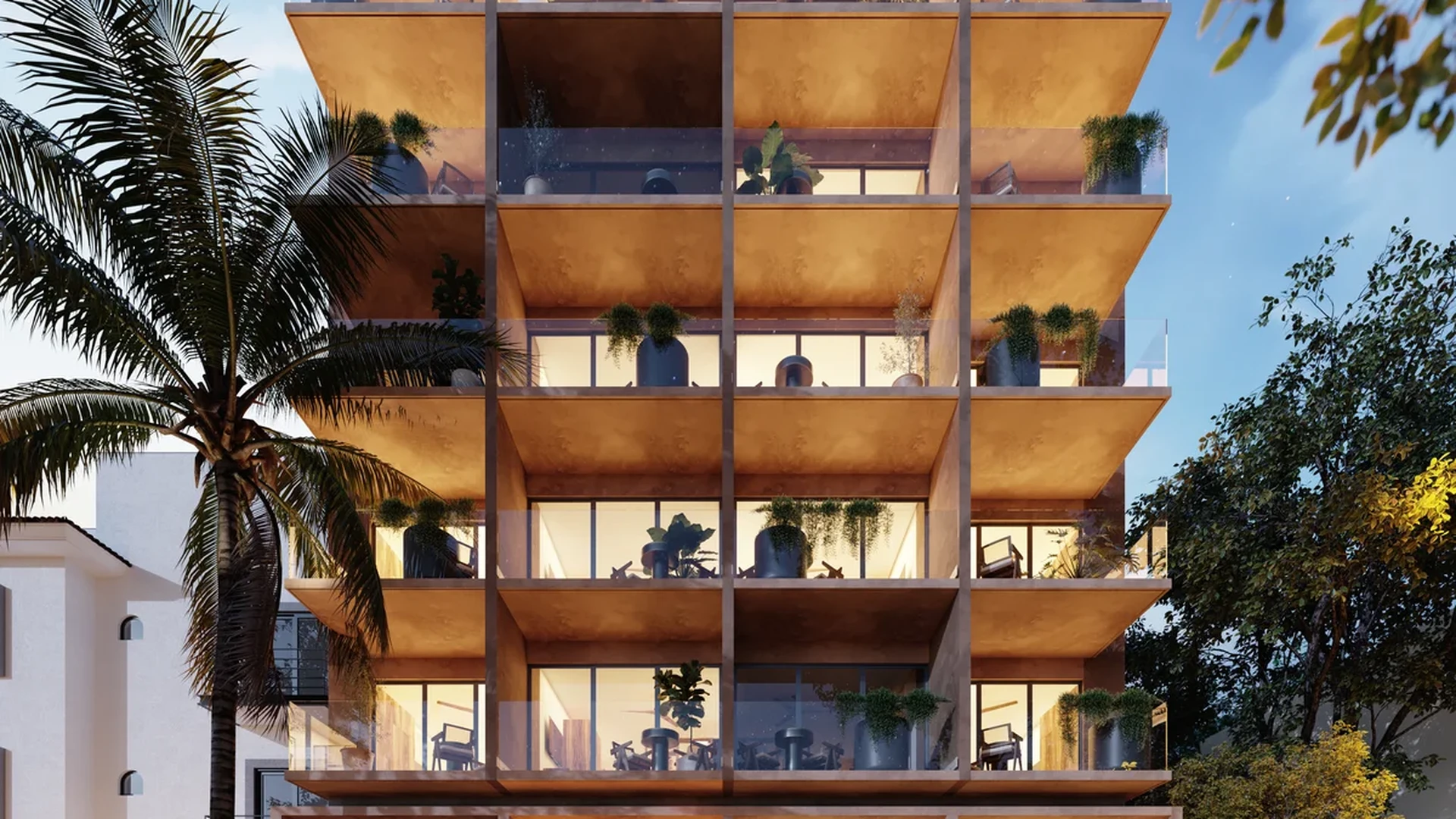 Image of Lobby at Ikuku, featuring Modern Architecture, Apartment Building Exterior.