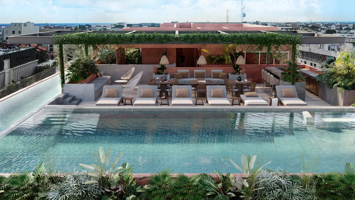 Image of Swimming Pool at Ikuku, featuring Rooftop Pool, City View Terrace.