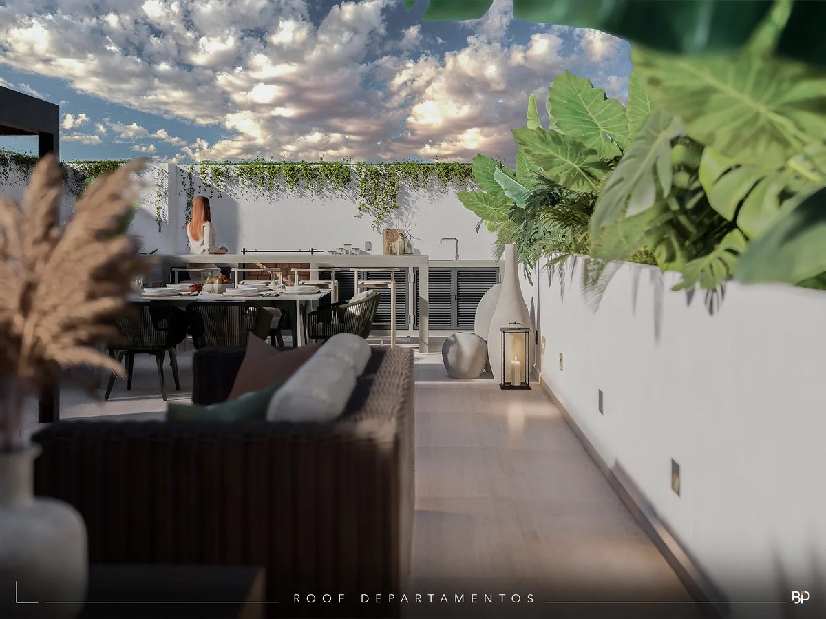 Image of Rooftop Terrace at Okom, featuring Rooftop Terrace, Outdoor Living.