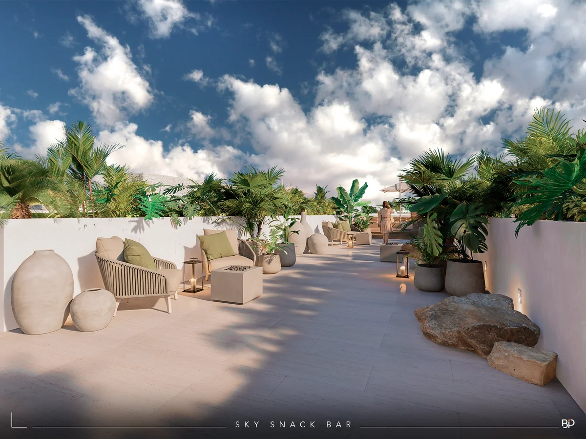 Image of Rooftop Terrace at Okom, featuring Rooftop Terrace, Outdoor Lounge.