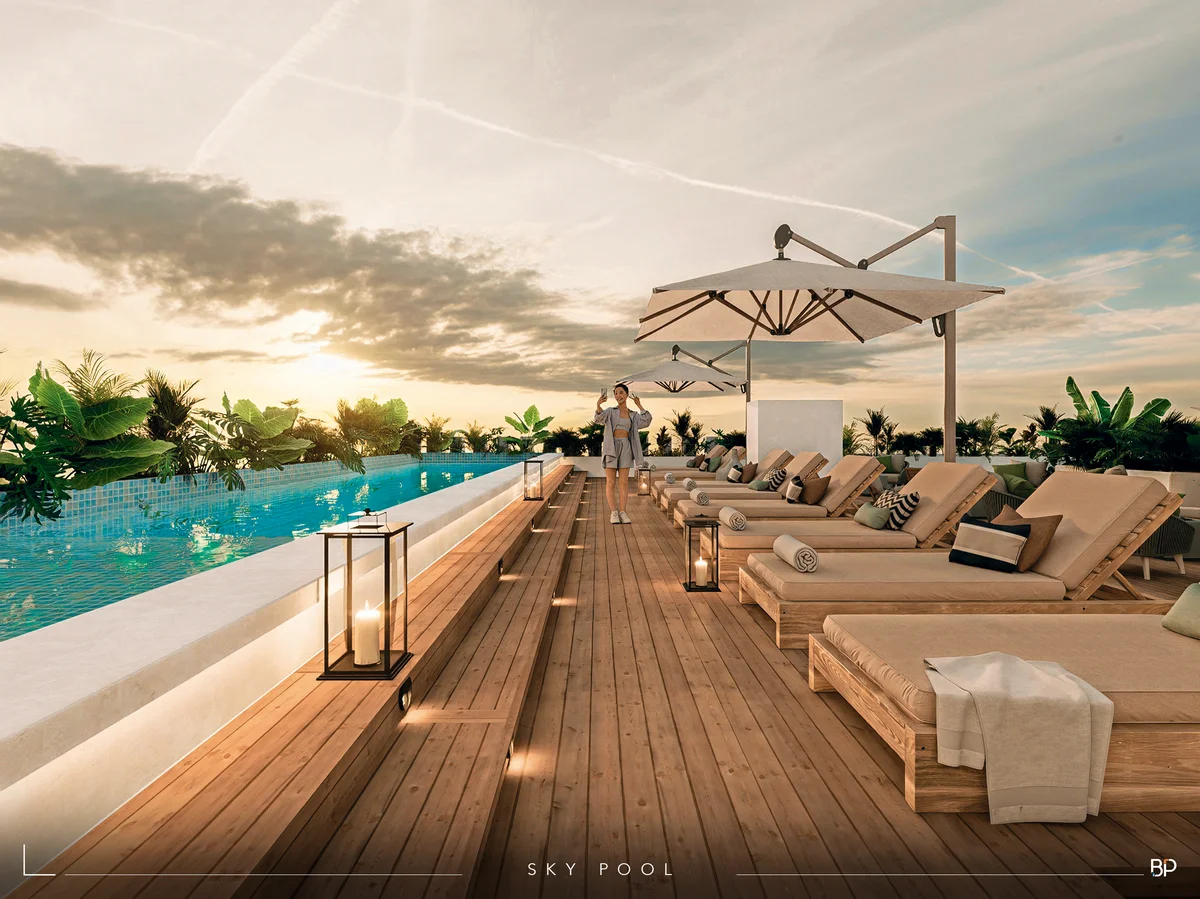 Image of Swimming Pool at Okom, featuring Rooftop Pool, Sundeck.