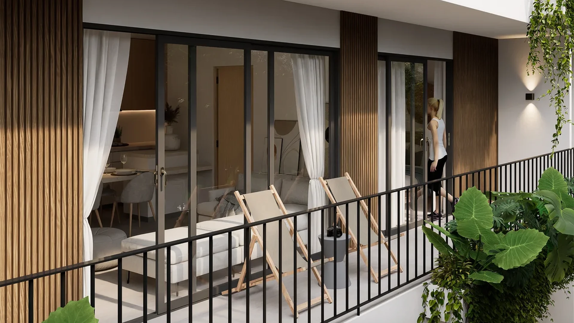 View of Private Balcony at Okom, showcasing Modern Apartment, Indoor-Outdoor Living.