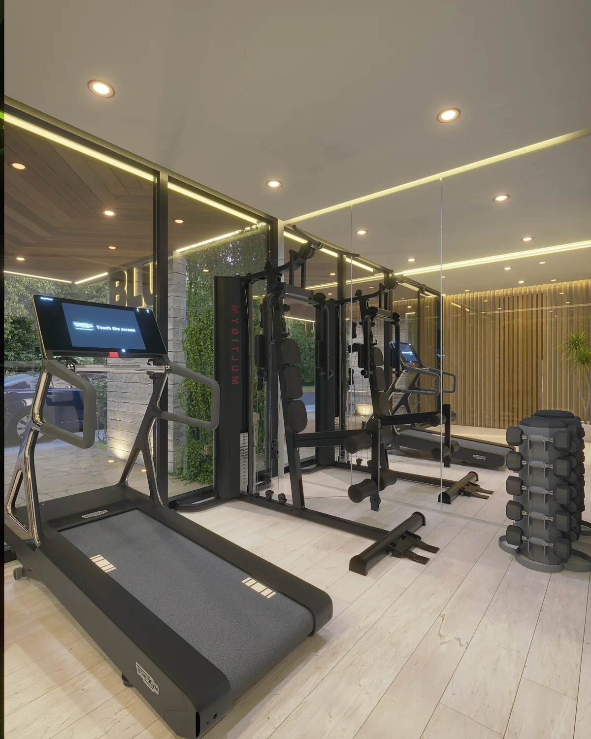 Image of Gym at Blu 38, featuring Fitness Center, Private Gym.