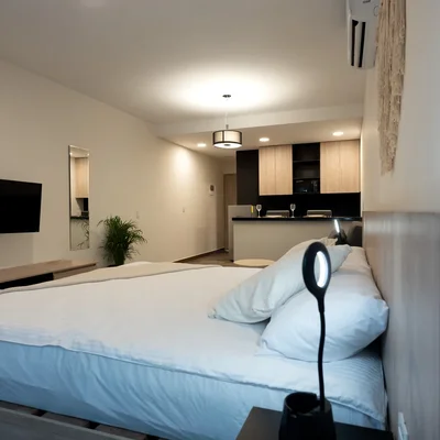 View of Studio Apartment at Wamai, showcasing Modern Interior, Open Concept Living.
