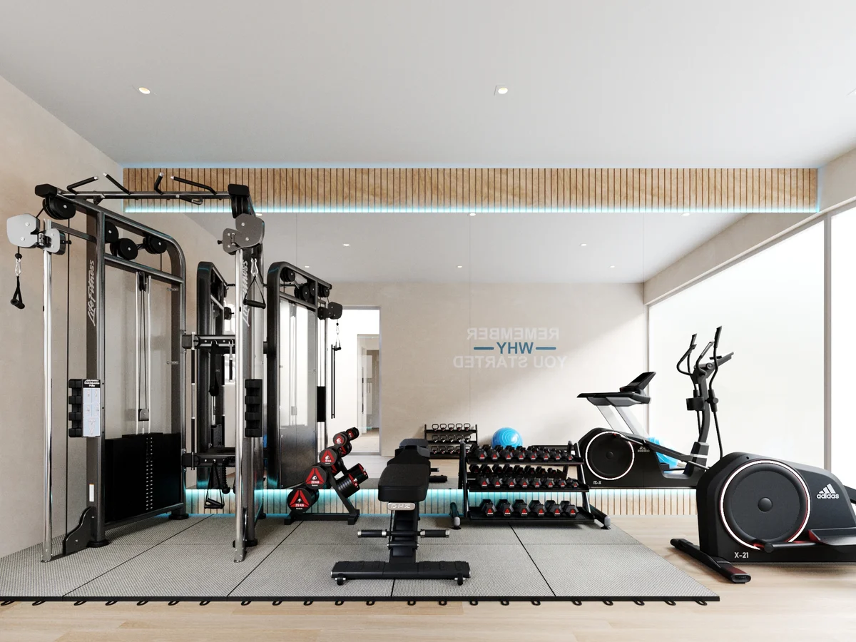 Image of Gym at Kalani 25, featuring Fitness Center, Private Gym.