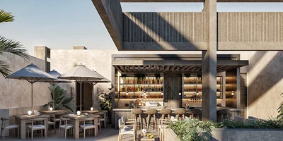 Image of Rooftop Terrace at Constelada, featuring Outdoor Bar, Rooftop Lounge.