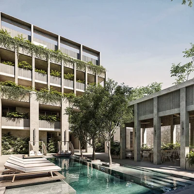 Image of Swimming Pool at Constelada, featuring Modern Architecture, Luxury Apartments.