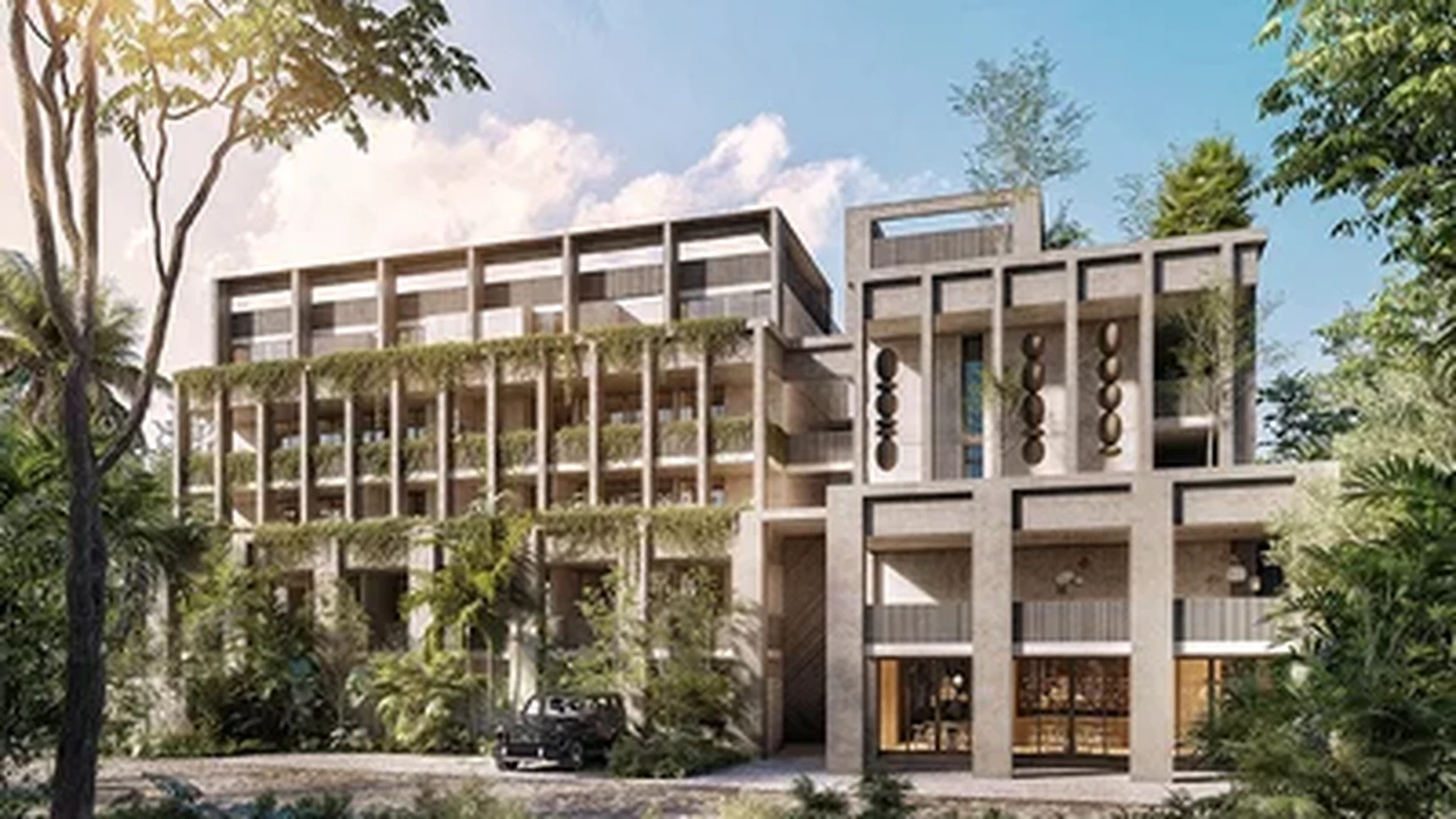 Image of Rooftop Terrace at Constelada, featuring Modern Architecture, Concrete Facade.
