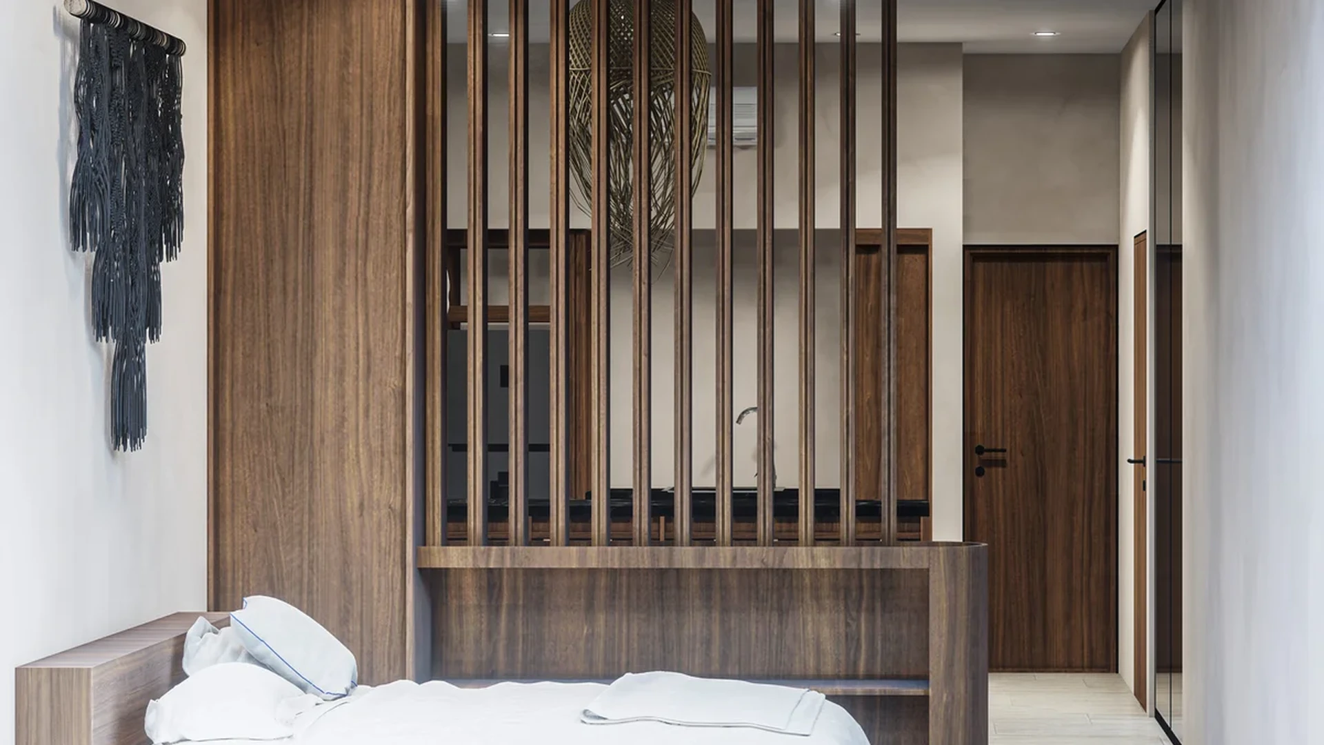 View of Studio Apartment at Ixchel, showcasing Modern Interior, Wood Accents.