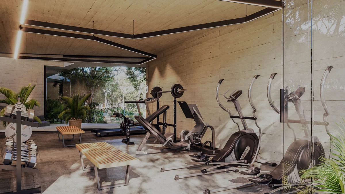 Image of Gym at Maha Art, featuring Modern Gym, Fitness Center.