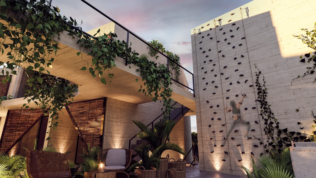 Image of Lounge at Maha Art, featuring Climbing Wall, Outdoor Lounge.
