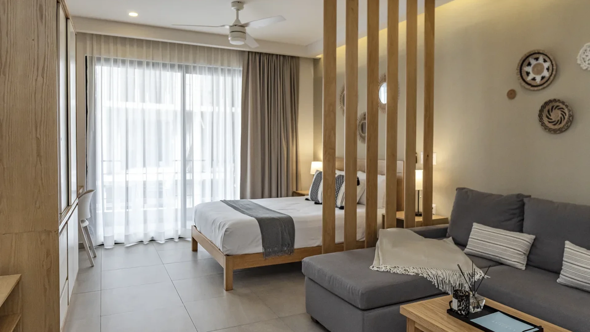 View of Studio Apartment at Levitat 20, showcasing Modern Interior, Open Concept Living.