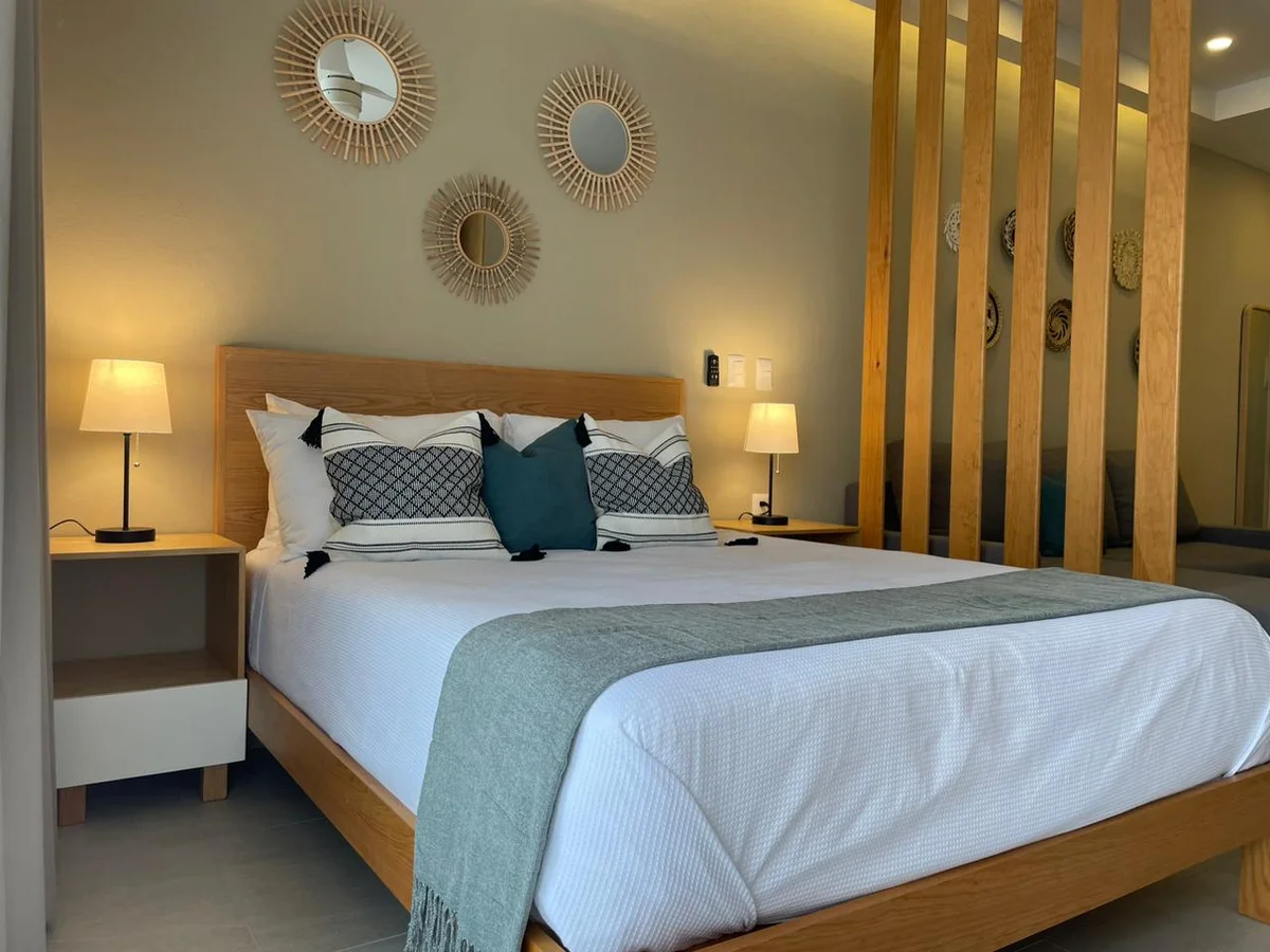 View of Bedroom at Levitat 20, showcasing Modern Decor, Wood Accents.