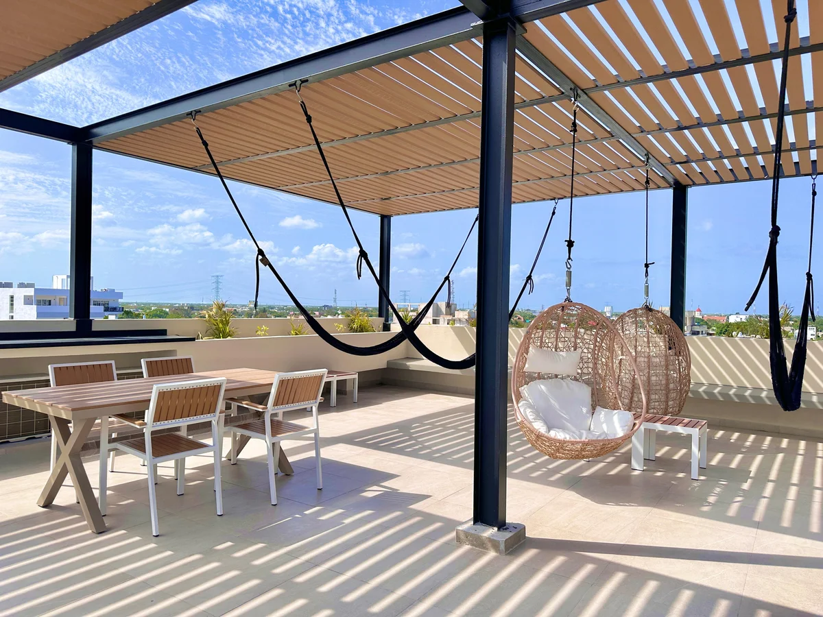 Image of Rooftop Terrace at Levitat 20, featuring Rooftop Terrace, Outdoor Lounge.