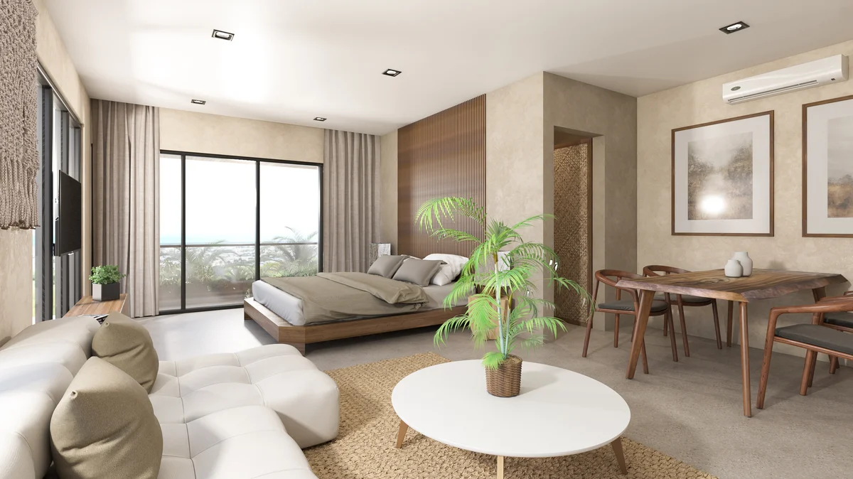 Image of Ocean View at Xkaa Downtown, featuring Studio Apartment, Modern Design.