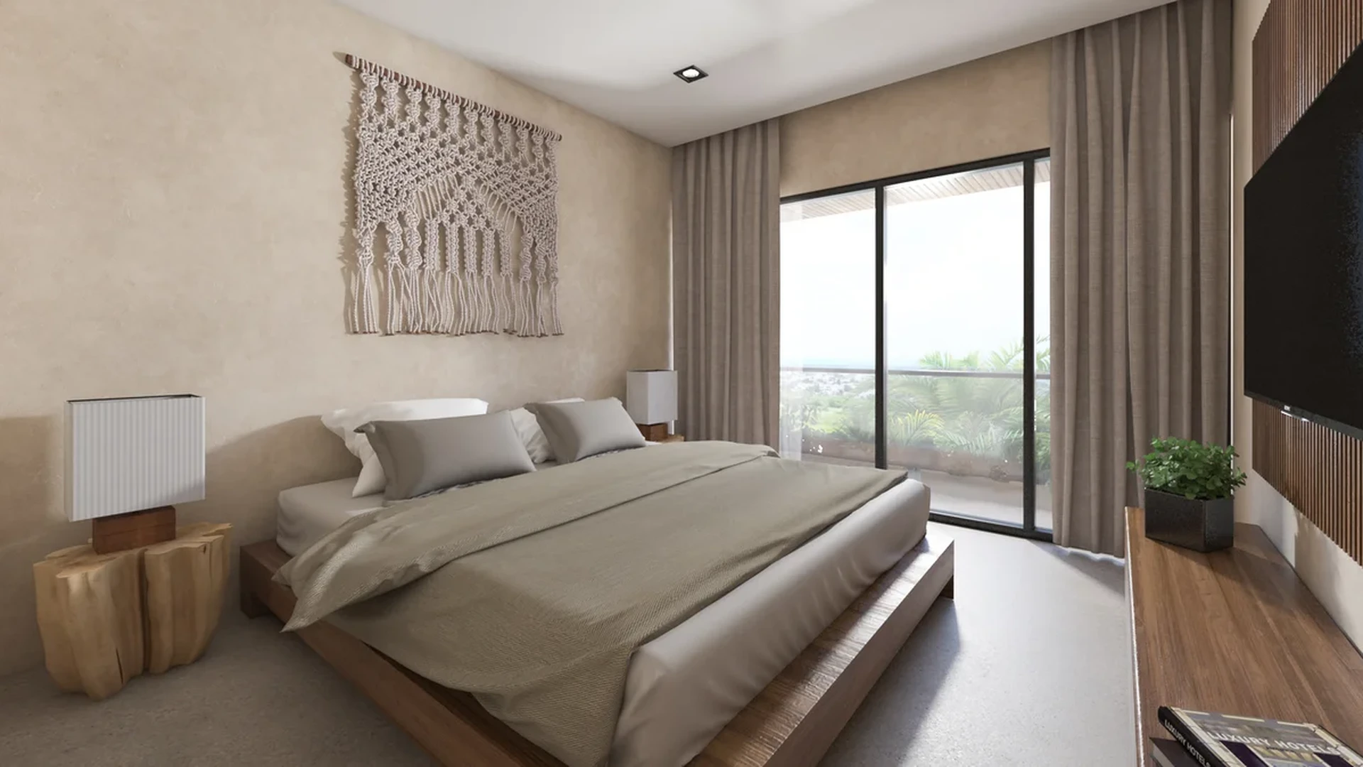 Image of Ocean View at Xkaa Downtown, featuring Modern Bedroom, Boho Chic Decor.