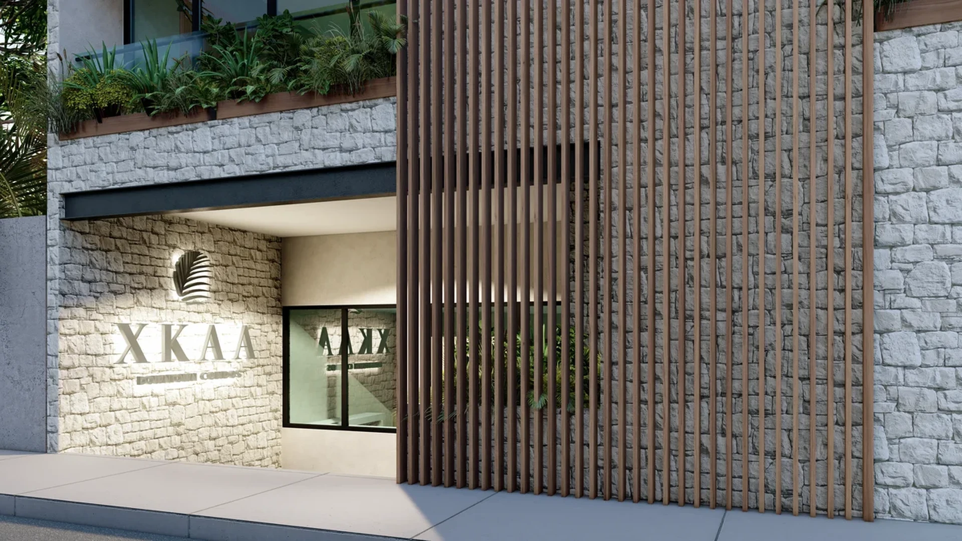 Image of Lobby at Xkaa Downtown, featuring Modern Architecture, Stone Facade.